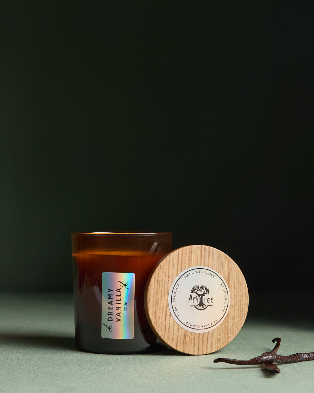 Hand poured soy wax candle with creamy vanilla and almond notes.